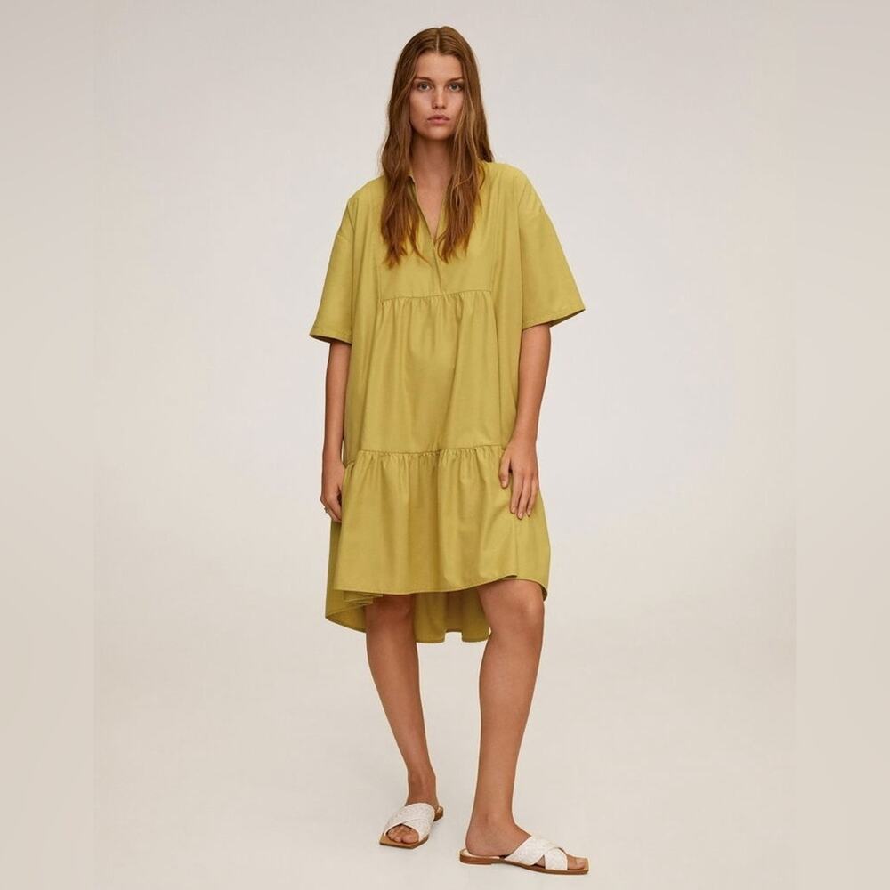NWT Mango Ruffled Shirt Dress Size Medium Large